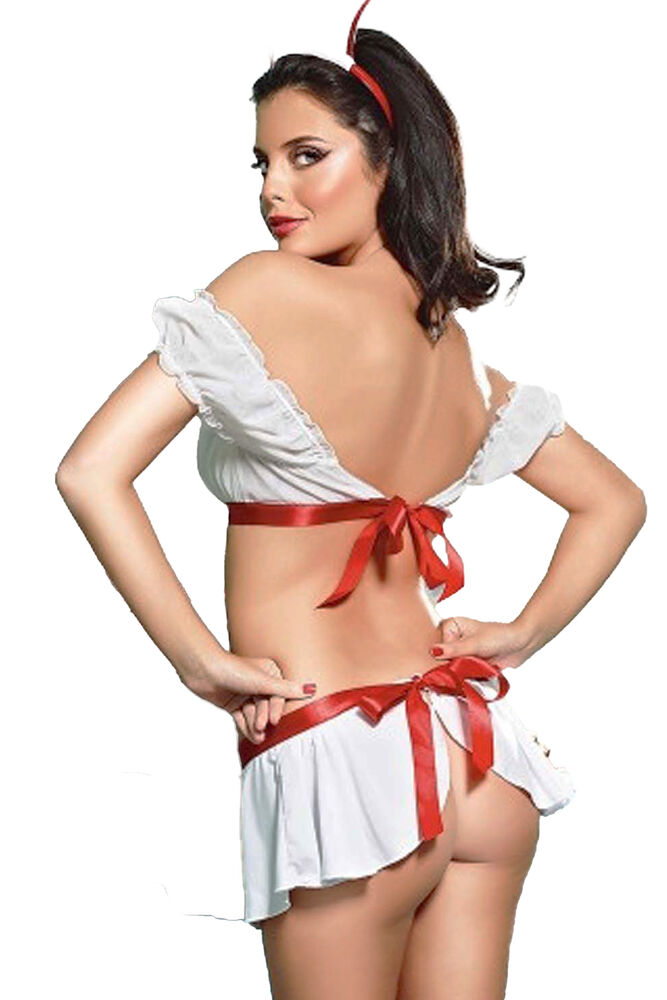 Kadın Beyaz Culotte Fantezi Hemşire Kostümü